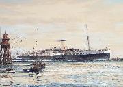 Jack Spurling The paddle steamer Crested Eagle running down the Thames Estuary, her deck crowded with passengers china oil painting artist